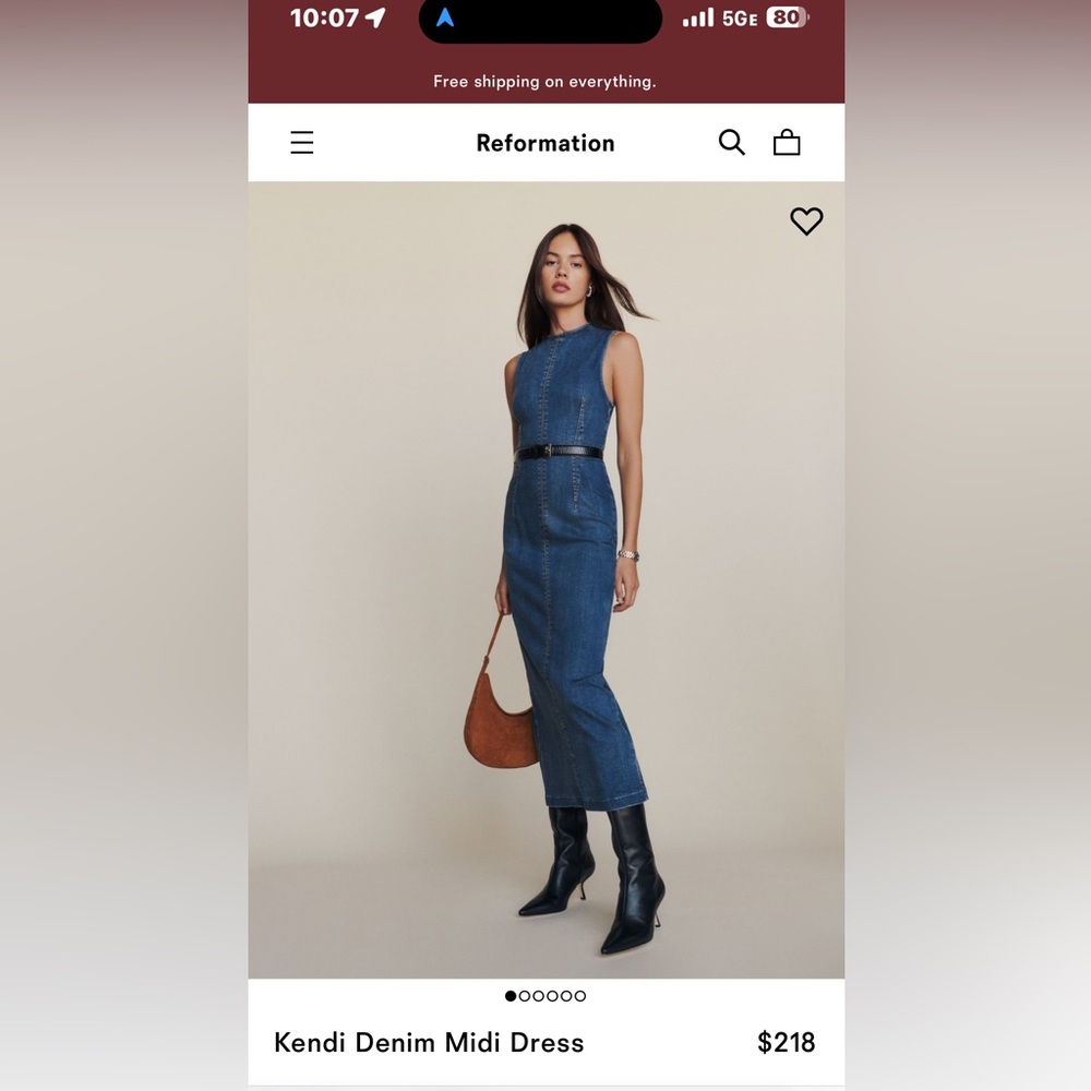 Reformation Blue Denim Midi Dress